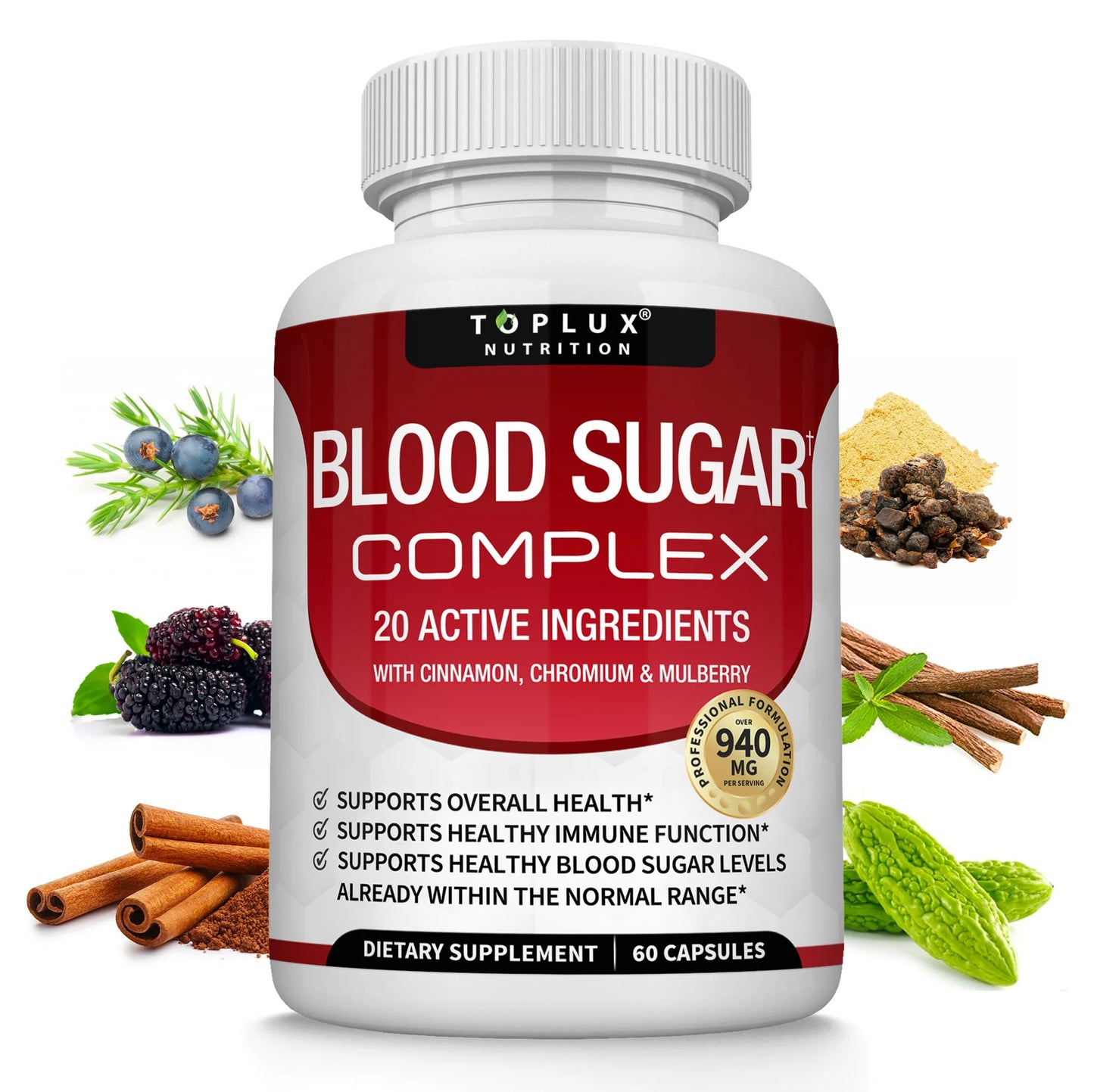 Blood Sugar Complex - 20 Vitamins & Minerals Support Overall Health