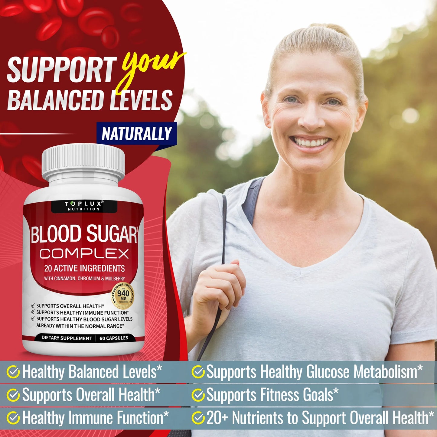 Blood Sugar Complex - 20 Vitamins & Minerals Support Overall Health