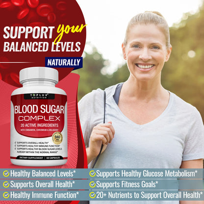 Blood Sugar Complex - 20 Vitamins & Minerals Support Overall Health