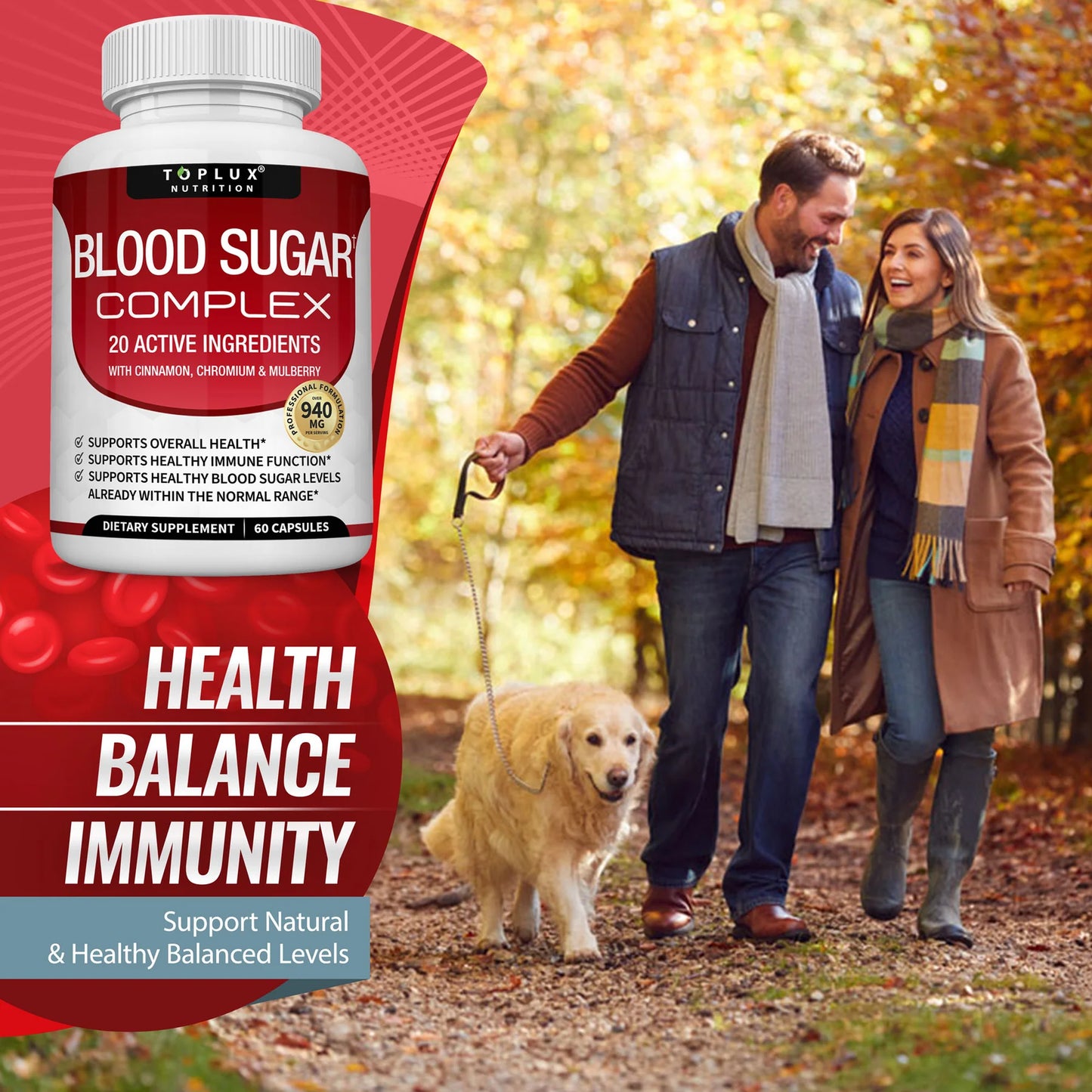 Blood Sugar Complex - 20 Vitamins & Minerals Support Overall Health