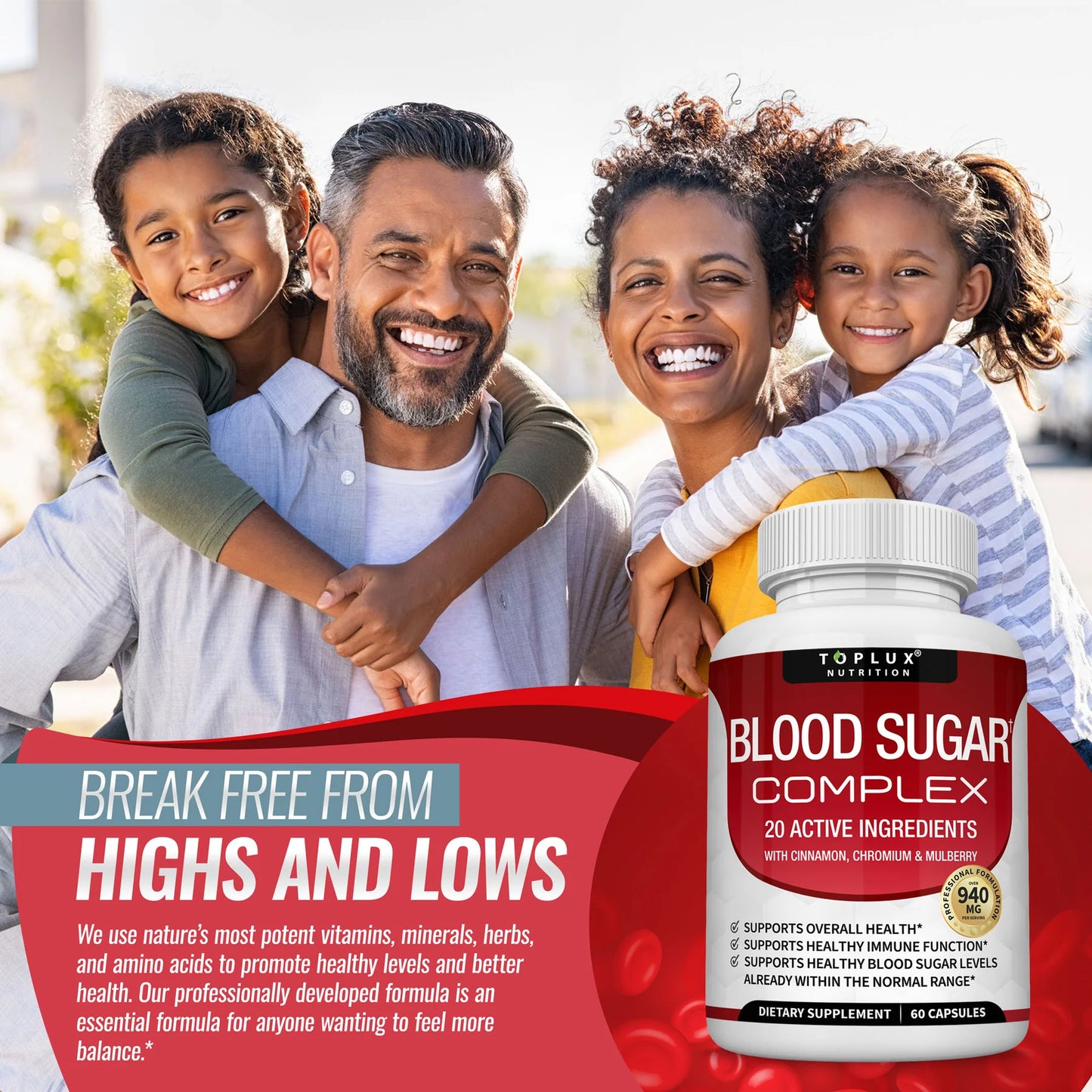 Blood Sugar Complex - 20 Vitamins & Minerals Support Overall Health