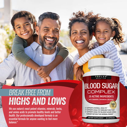 Blood Sugar Complex - 20 Vitamins & Minerals Support Overall Health