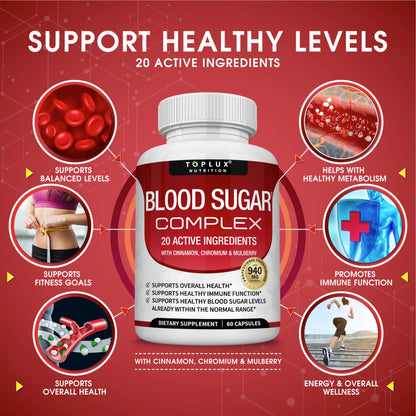 Blood Sugar Complex - 20 Vitamins & Minerals Support Overall Health