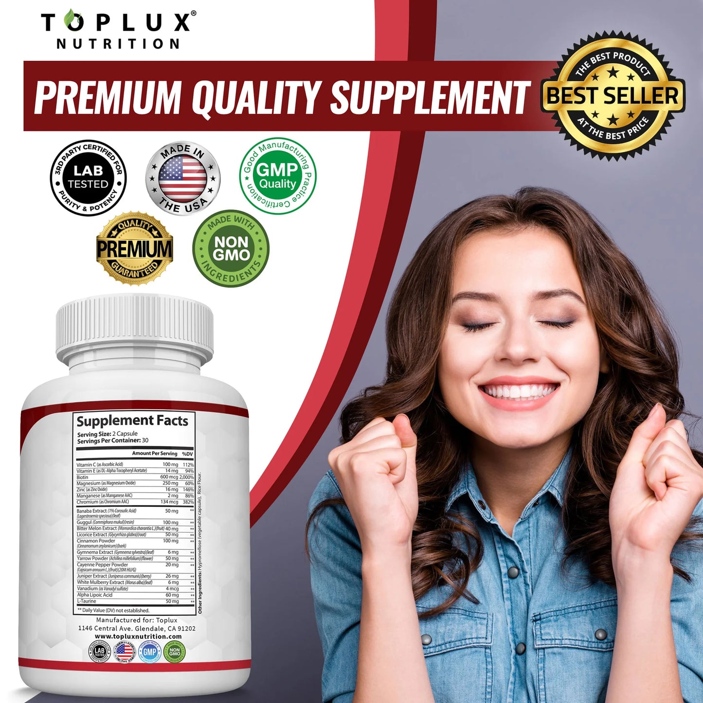 Blood Sugar Complex - 20 Vitamins & Minerals Support Overall Health